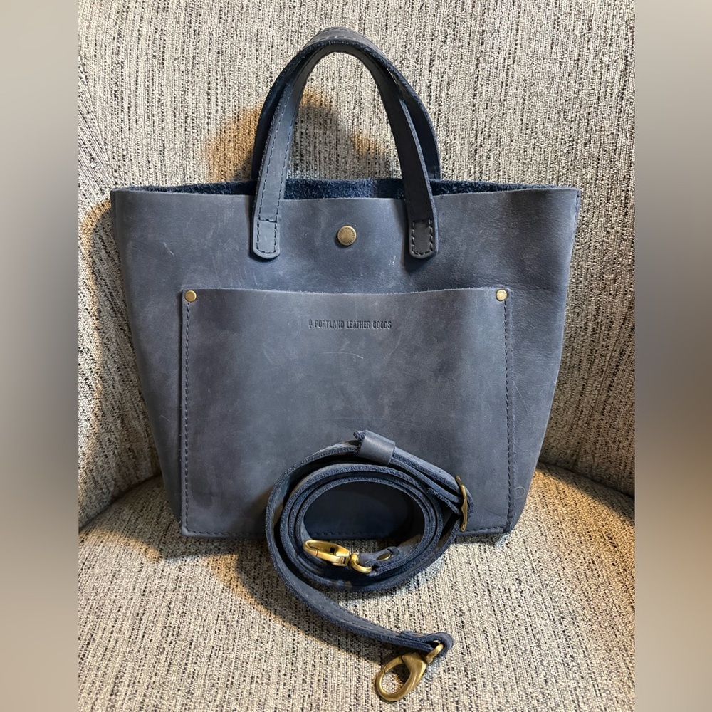 Portland Leather Crossbody Tote - Medium - Deep Water color